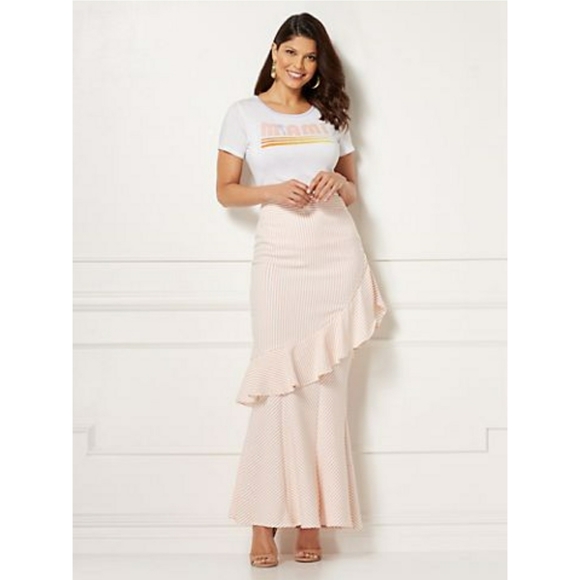 🦊NWT🦊 NY&Co Ruffle Striped Skirt - Picture 4 of 8